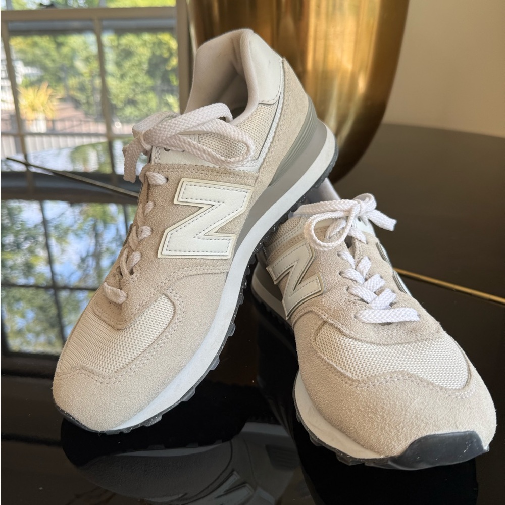 New Balance 574 Women’s Cream and White Sneakers 8. Excellent, like new.